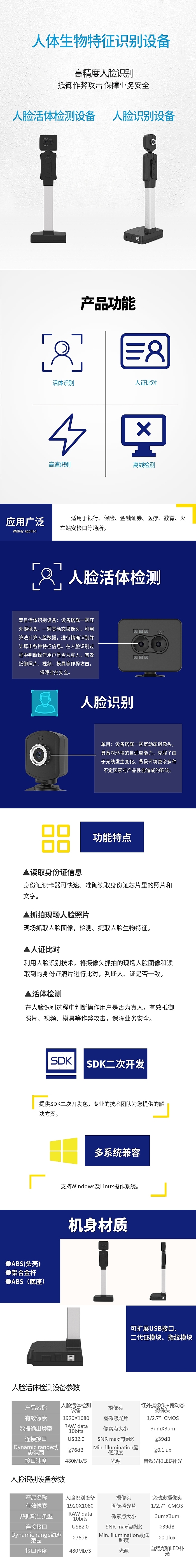 單目人臉識別設備